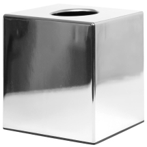 Chrome Finish Cube Tissue Box with plastic base
