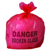 Red Waste Sacks for Broken Glass Box of 100