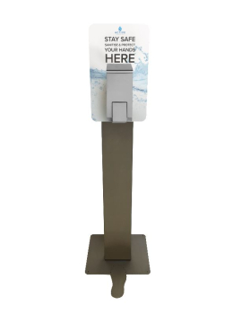 Floorstanding Sanitising Station inc Brushed Stainless Steel Liquid Soap Dispenser & Backboard