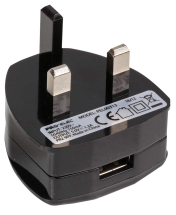 Black 5v, 1.2a USB Mains Charger Plug